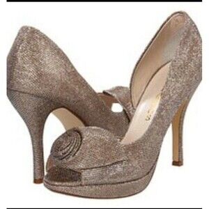 Caparros Women's Shoes Baldwin Champagne Sparkle Casual Prom Heels Size 9.5 NWB